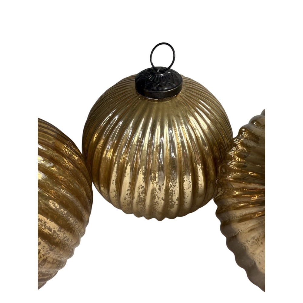 Kugel Style‎ Gold Mercury Glass 6" Ribbed Christmas Ornament Table Display Large - Picture 3 of 7